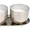 7oz. White Sage Scented Candles in Cut Out Silver Bowls and Tray